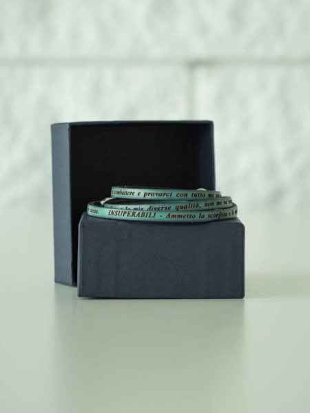 BRACCIALETTI ALL SEASONS - PELLE MOTTO - VERDE ACQUA UNISEX